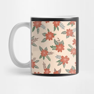 Pretty coral and teal and cream tossed floral Mug